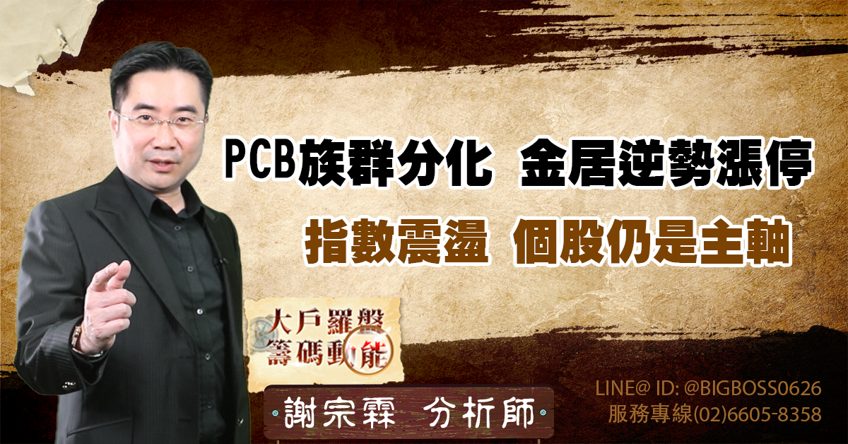 PCB族群分化 金居逆勢漲停 指數震盪 個股仍是主軸 (圖)