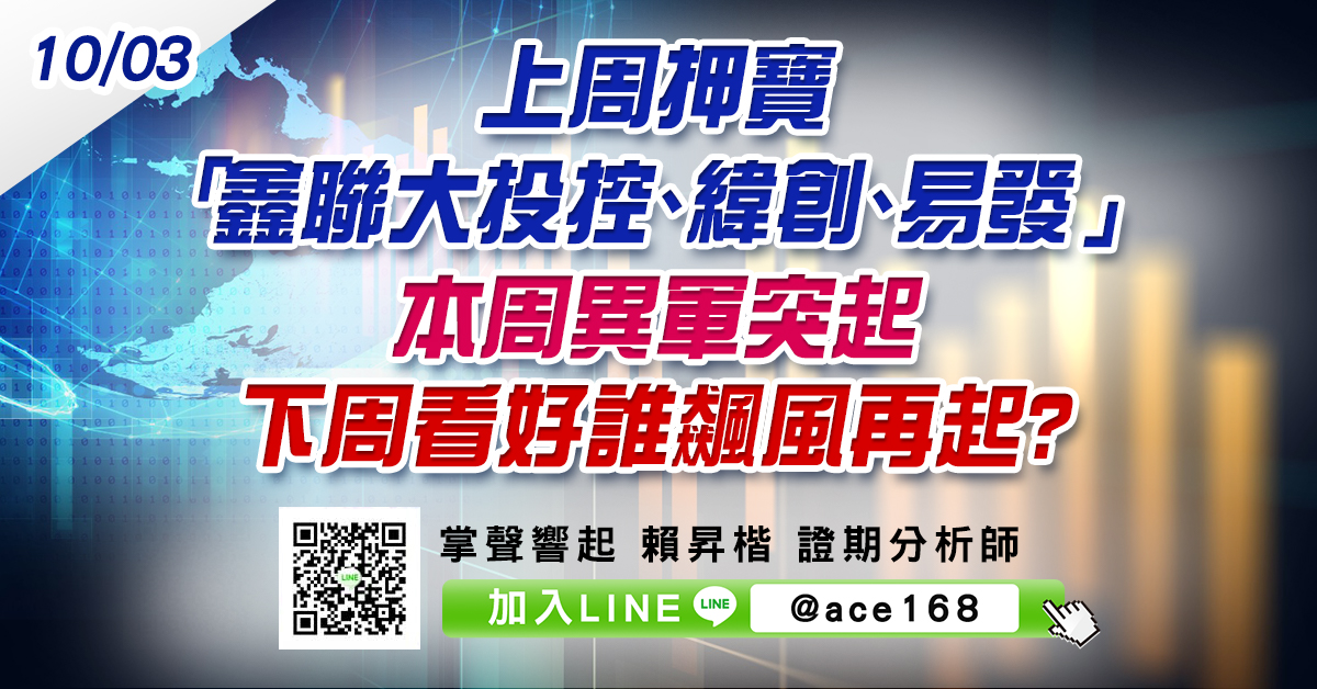 上周押寶「鑫聯大投控、緯創、易發」本周異軍突起 下周看好誰飆風再起? (圖)
