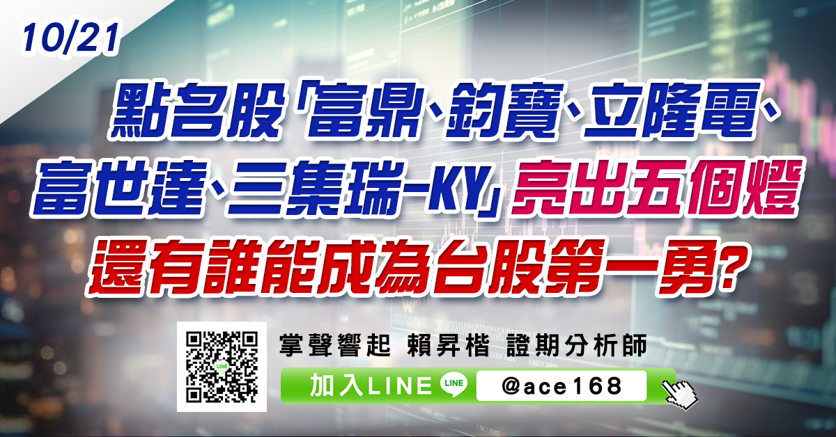 點名股「富鼎、鈞寶、立隆電、富世達、三集瑞-KY」亮出五個燈 還有誰能成為台股第一勇? (圖)