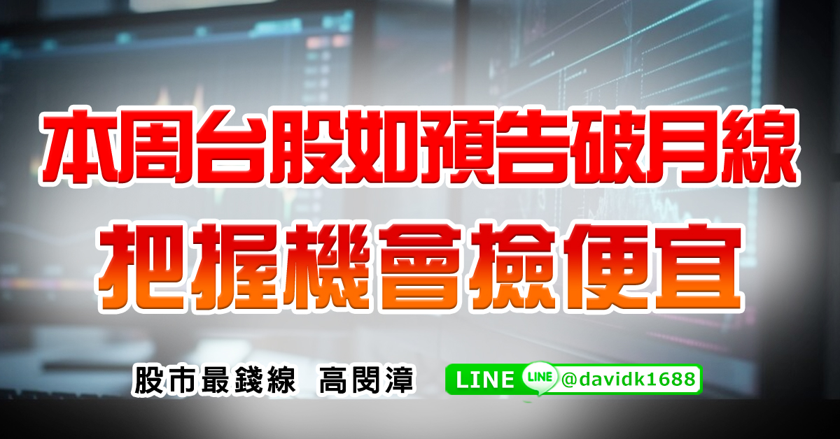 本周台股如預告破月線，把握機會撿便宜