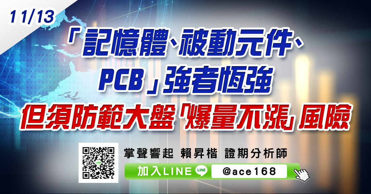 「記憶體、被動元件、PCB」強者恆強 但須防範大盤「爆量不漲」風險 (圖)