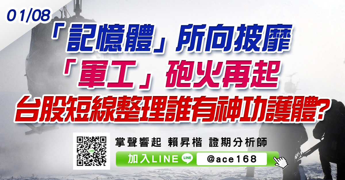 「記憶體」所向披靡 「軍工」砲火再起 台股短線整理誰有神功護體? (圖)