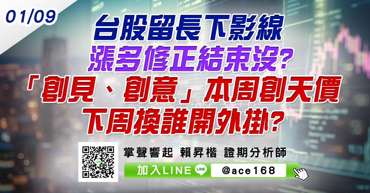 台股留長下影線 漲多修正結束沒? 「創見、創意」本周創天價 下周換誰開外掛? (圖)