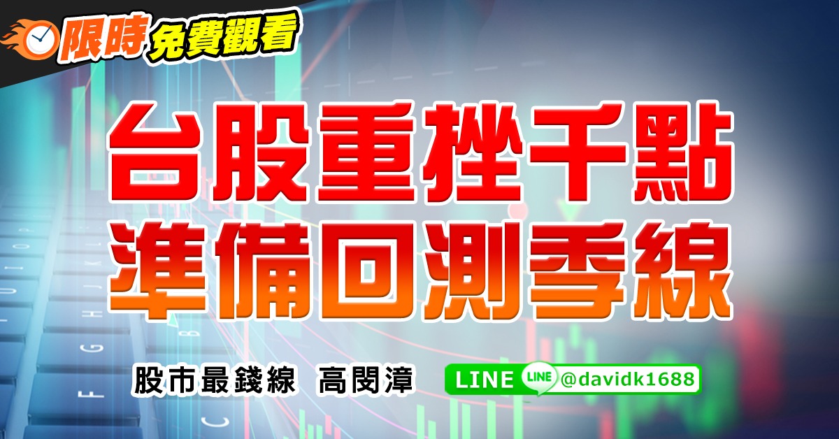 台股重挫千點，準備回測季線 (圖)