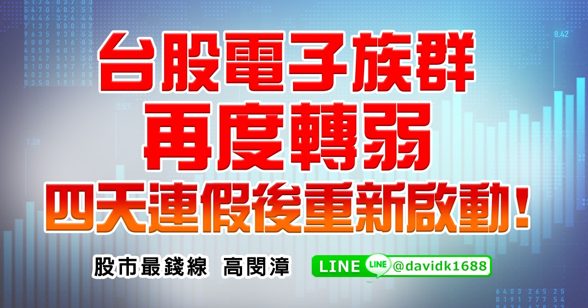 台股電子族群再度轉弱，四天連假後重新啟動！ (圖)