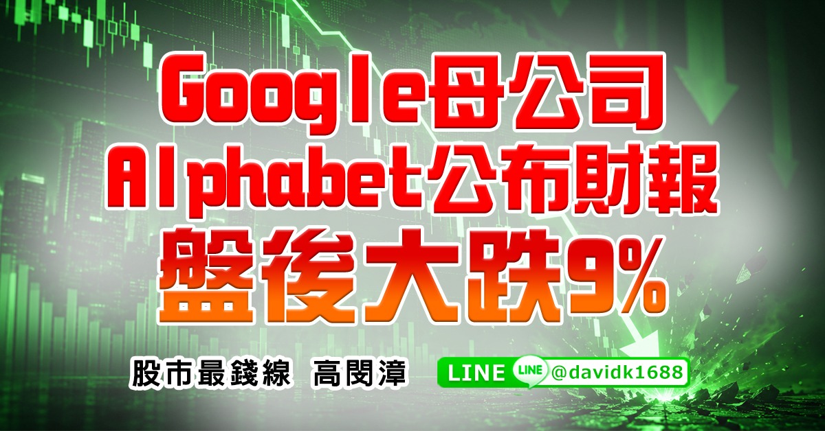 Google母公司Alphabet公布財報，盤後大跌9%