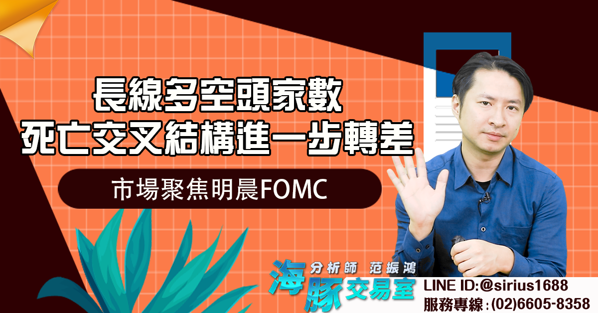 長線多空頭家數死亡交叉結構進一步轉差 市場聚焦明晨FOMC (圖)